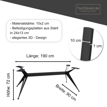 Tischgestell ultra light 3d spider long stahl maße