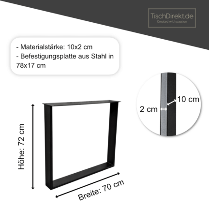 Tischgestell ultra light u stahl maße