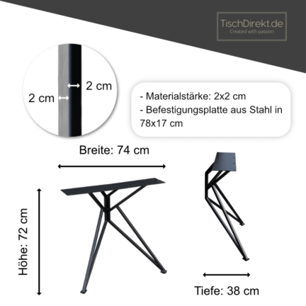 Tischgestell ultra light 3d butterfly stahl maße