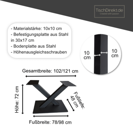 Tischgestelle bold center x stahl maße